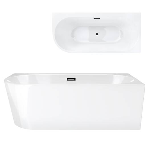 Freestanding corner bathtub Corsan INTERO 150 x 74.5 Right-hand installation Click-clack plug Black