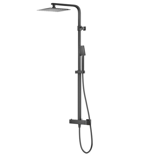 Shower set with thermostat Corsan ANGO column Rain shower 25cm Black