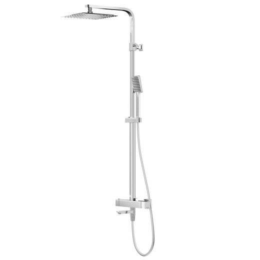 Shower set with thermostat Corsan ANGO column Rain shower 25cm Swivel spout Chrome