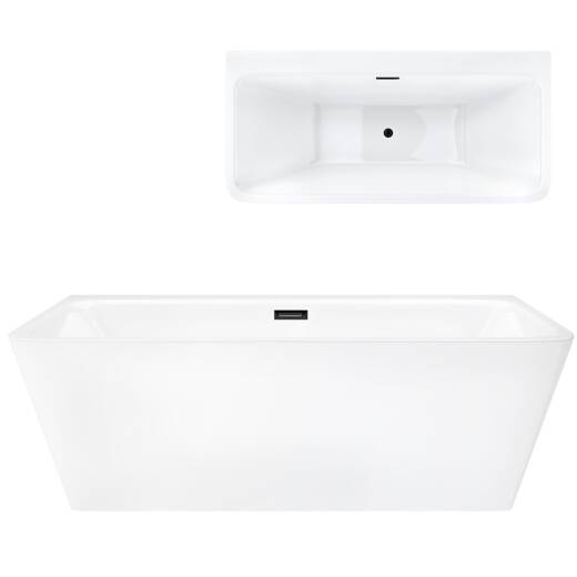 Wall-mounted free-standing bathtub Corsan ISEO 170 x 79 cm with wide rim Click-clack plug Graphite / GunMetal