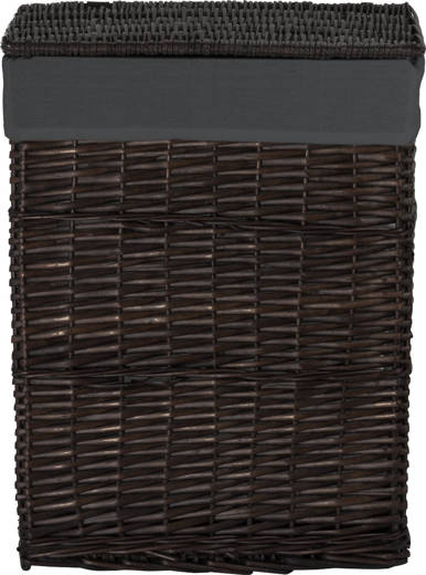 Wicker basket Koszoplotka black wenge with gray lining 40x28x60h