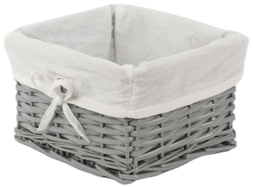 Wicker basket Koszoplotka gray with lining 26x23x19h