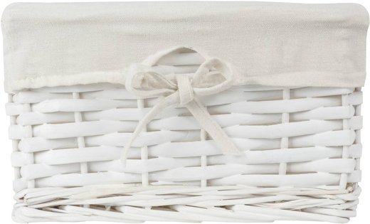 Wicker basket Koszoplotka white with lining 25x22x15h