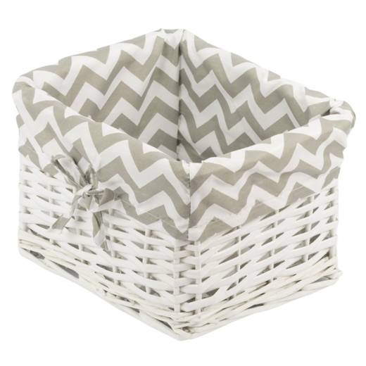 Wicker basket Koszoplotka white with lining 25x22x15h