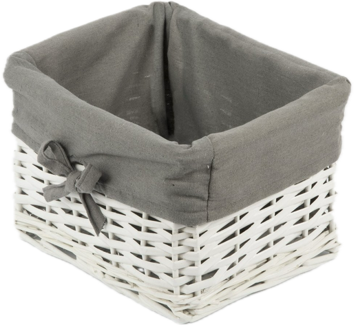 Wicker basket Koszoplotka white with lining 26x23x19h