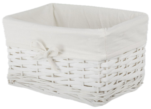 Wicker basket Koszoplotka white with lining 30x20x15h