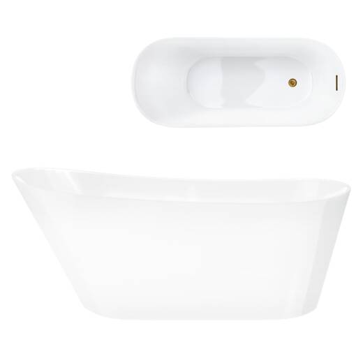 Corsan ESTELLA freistehende Badewanne 160 x 74 cm Klick-Klack-Stöpsel Golden