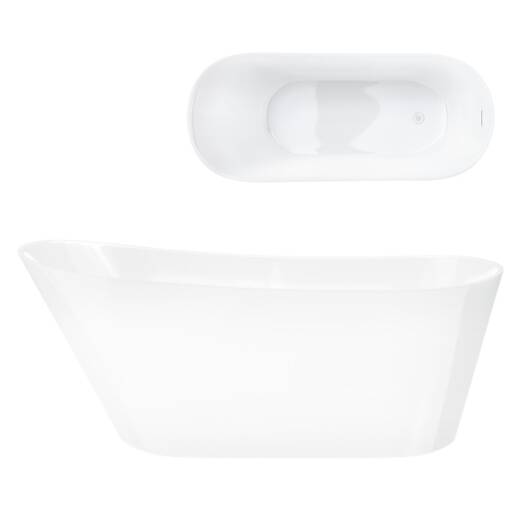 Corsan ESTELLA freistehende Badewanne 160 x 74 cm Klick-Klack-Stöpsel Weiß