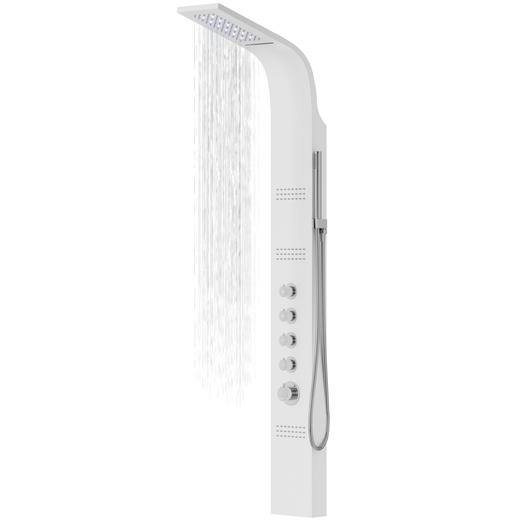 Corsan LED CASCADE Duschpaneel Thermostat Weiß LED Regendusche