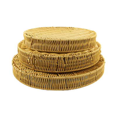 Set of woven trays made of technorattan