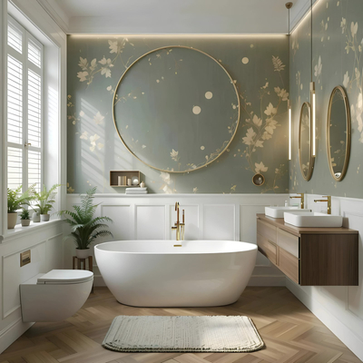 Corsan OLVENA freistehende Badewanne 148,5 x 74,5 cm Klick-Klack-Stöpsel Golden
