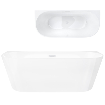 Corsan MONO wall-mounted freestanding bathtub 170 x 80 cm click-clack plug White