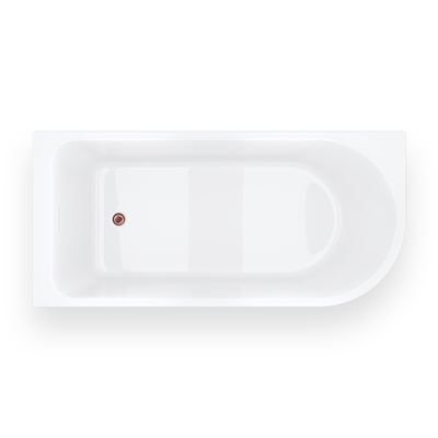INVELIA V220LLBRG corner bathtub 160x75 cm Left-hand installation Click-clack plug Brushed copper