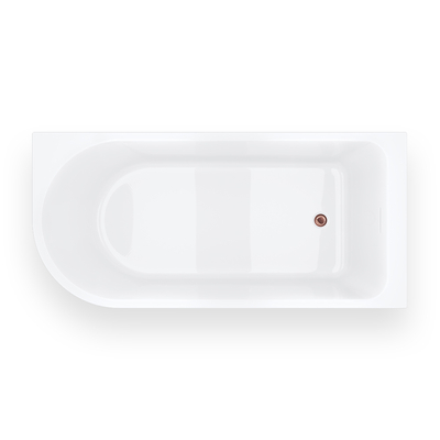 INVELIA V220LPRG corner bathtub 160x75 cm Right-hand installation Click-clack plug Rose gold