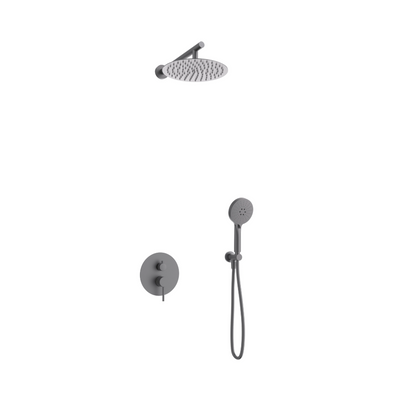 Podstěnná sprchová sada LUGO Z03MGM, dešťová hlavice 25cm, směšovací baterie, sprchová hadice, Gunmetal