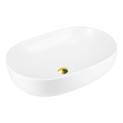 Umyvadlo na desku OLVENA UC5566GL 600x425x145mm Oválné Zlaté víko odtoku