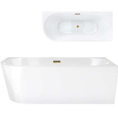 Corsan INTERO freestanding corner bathtub 170 x 73 Right-hand installation click-clack plug Gold