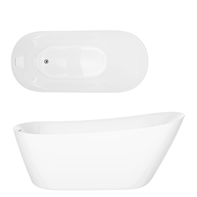 Freistehende Badewanne ESTELLA II SLIM V038XLCH 170 cm Click-Clack-Stopfen Chrom