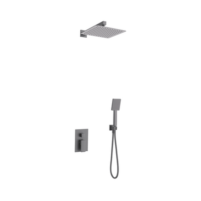 Zestaw prysznicowy ANGO Z01MGM gunmetal z deszczownicą 25 cm, baterią podtynkową i prysznicem