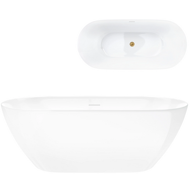 Freestanding bathtub OLVENA V041XLBGL 170 cm Click-clack waste Brushed gold