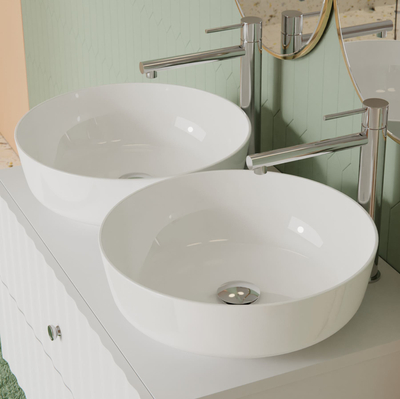 Umywalka nablatowa LUGO UC9988CH okrągła 415x135 mm z korkiem Klik-Krak chrom