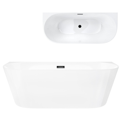 Corsan MONO wall-mounted freestanding bathtub 160 x 75 cm click-clack plug Black
