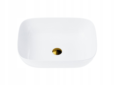 Umywalka nablatowa  MONO UC5597GL prostokątna 500x400x145 mm z korkiem złotym