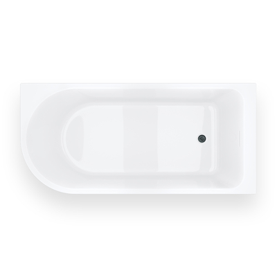 INVELIA V220LPGM corner bathtub 160x75 cm Right-side installation Gunmetal click-clack plug