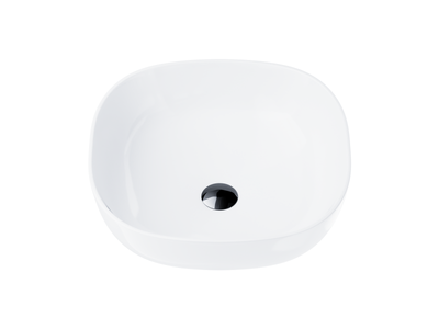 Corsan square countertop washbasin 420x420x145 mm with black plug