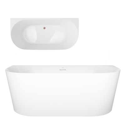 Badewanne wandhängend MONO V029LSBRG Slim 160 cm mit Stopfen Gebürstetes Kupfer