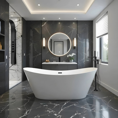 Corsan NAUTI freestanding bathtub 160 x 75 cm click-clack plug Black