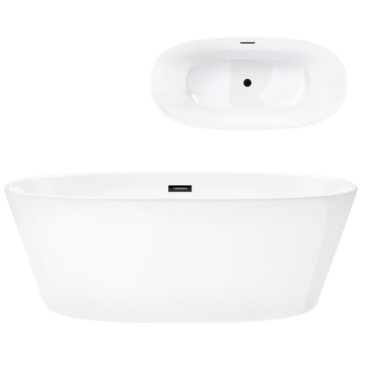 Corsan SALINA freistehende Badewanne 170 x 72 cm Klick-Klack-Stöpsel Schwarz