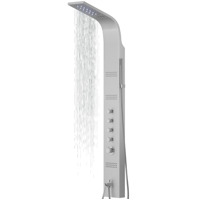 Sprchový panel Corsan LED CASCADE Termostat Stříbrná LED dešťová sprcha Výtok