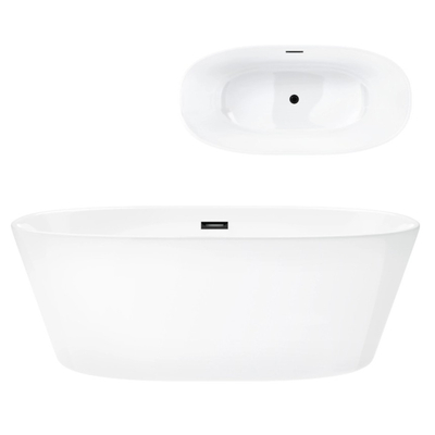 Corsan SALINA freestanding bathtub 160 x 75 cm click-clack plug Black