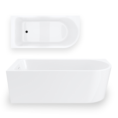 Wanna narożna INVELIA V220XLLBL 170x80 cm Montaż lewostronny Przelew szczelinowy Korek klik klak Czarny