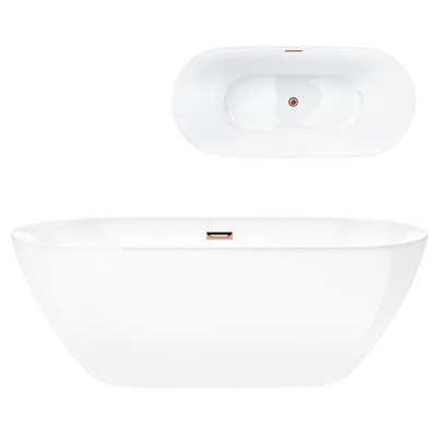 Corsan OLVENA freistehende Badewanne 160 x 76 cm Klick-Klack-Stöpsel Kupfer/RoséGolden