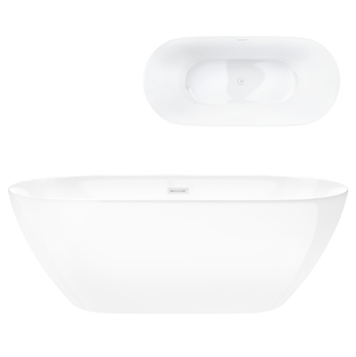 Corsan OLVENA freistehende Badewanne 148,5 x 74,5 cm Klick-Klack-Stöpsel Weiß