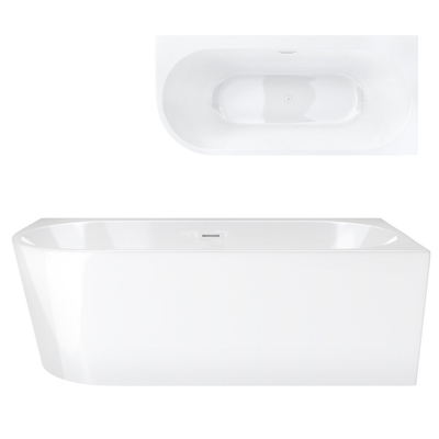 Corsan INTERO freistehende Eckbadewanne 150 x 74 Rechtsmontage Klick-Klack-Stöpsel Weiß