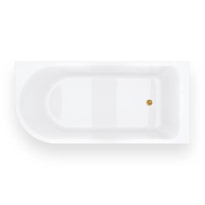 INVELIA V220LPGL corner bathtub 160x75cm Right-hand installation Click-clack plug Gold