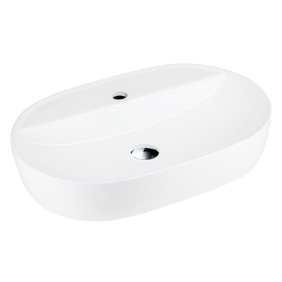 Umywalka nablatowa OLVENA UC5658CH 600x400x120mm Otwór na baterię Chromowany korek