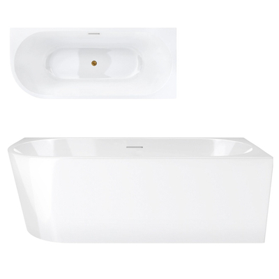 INTERO V230MPGL 150 cm Eckbadewanne Rechtsmontage Schlitz-Überlauf Click-Clack-Stopfen Gold