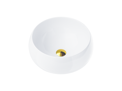 Umywalka nablatowa LUGO UC9926GL okrągła 400x400x160 mm z korkiem Klik-Klak złotym