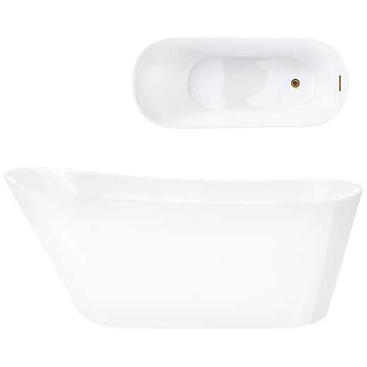 Corsan ESTELLA freistehende Badewanne 170 x 74 cm Klick-Klack-Stöpsel Kupfer/RoséGolden