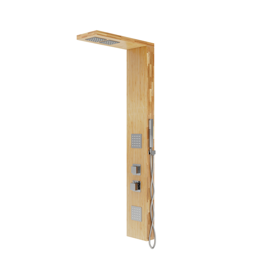 Corsan BASTI shower panel Thermostat Bamboo wood