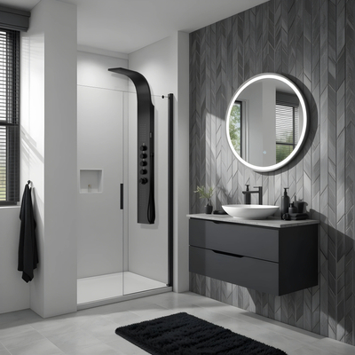Corsan SAMSARA shower panel Mixer Black steel LED rain shower