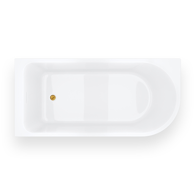 INVELIA V220LLGL corner bathtub 160x75 cm Left-hand installation Click-clack plug Gold