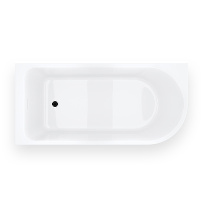 INVELIA V220LLBL corner bathtub 160x75cm Left-hand installation Click-clack plug Black