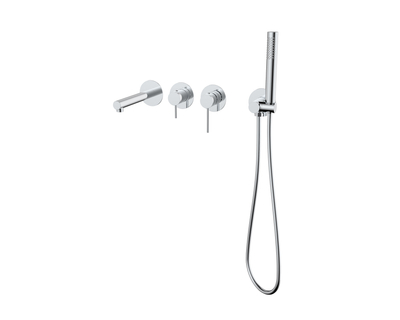 LUGO CMB7554CH Wall-mounted Bath Tap with Shower Set Chrome