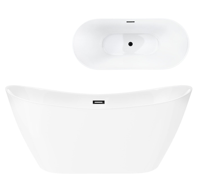 Corsan NAUTI freistehende Badewanne 160 x 75 cm Klick-Klack-Stöpsel Schwarz