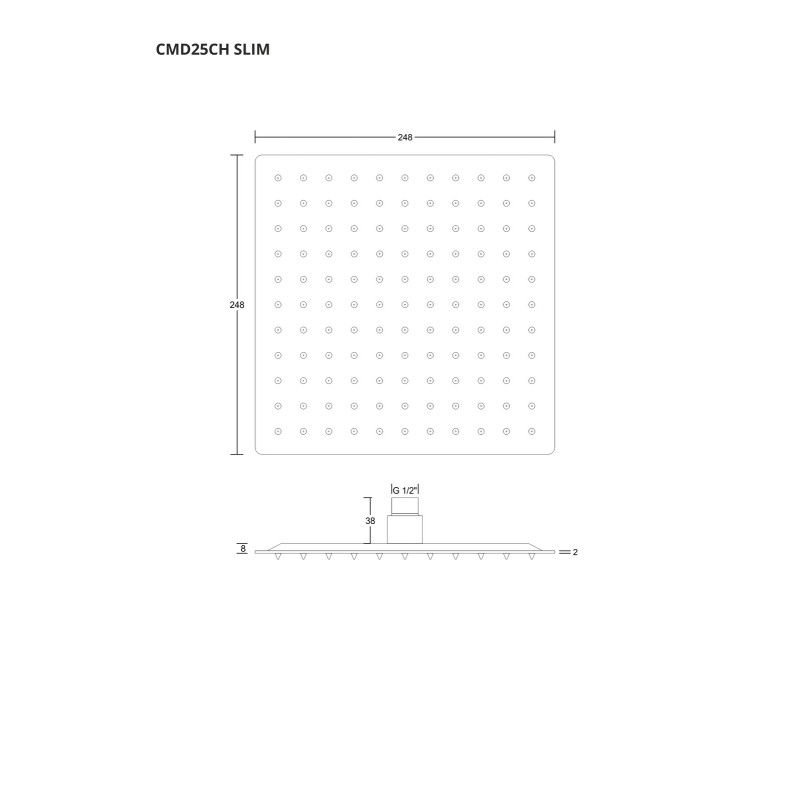 Sprchová hlavica CMD25 SLIM, štvorcová 25 cm